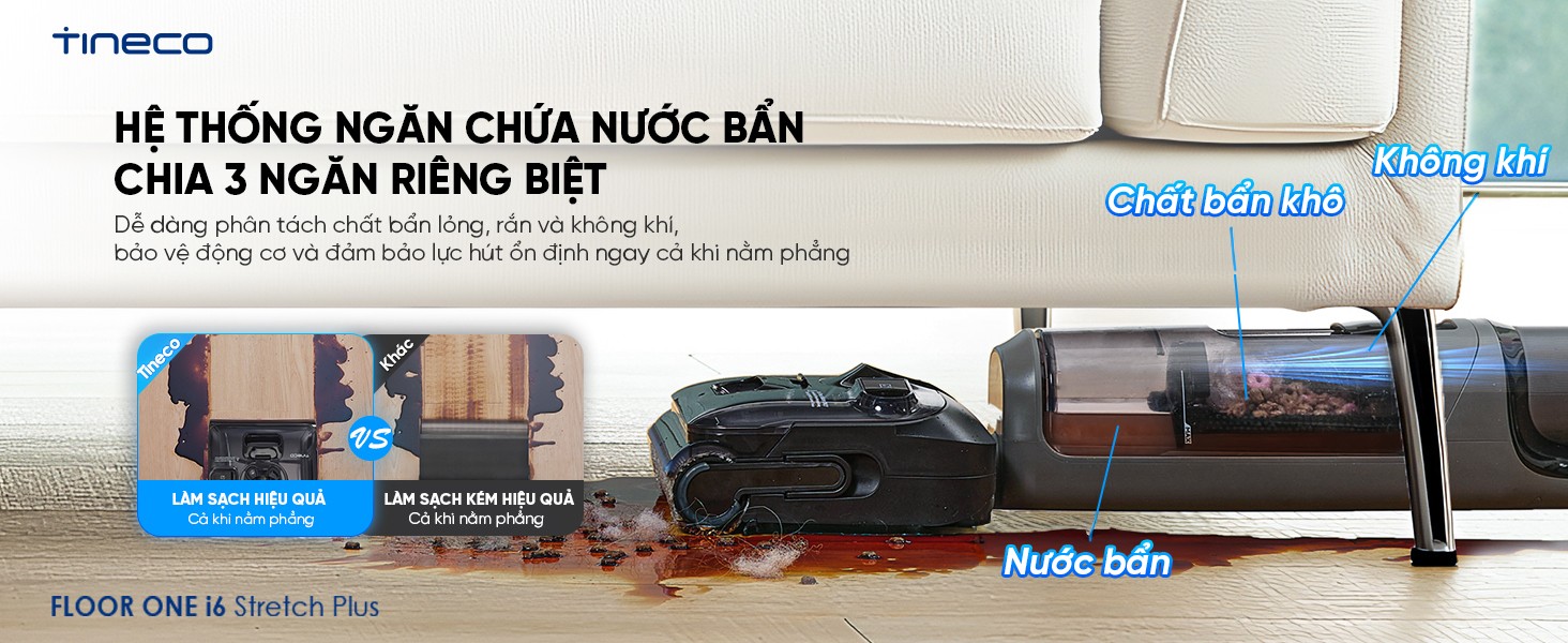 Đặc điểm nổi bật Máy hút bụi lau sàn khô ướt Tineco Floor One i6 Stretch Plus