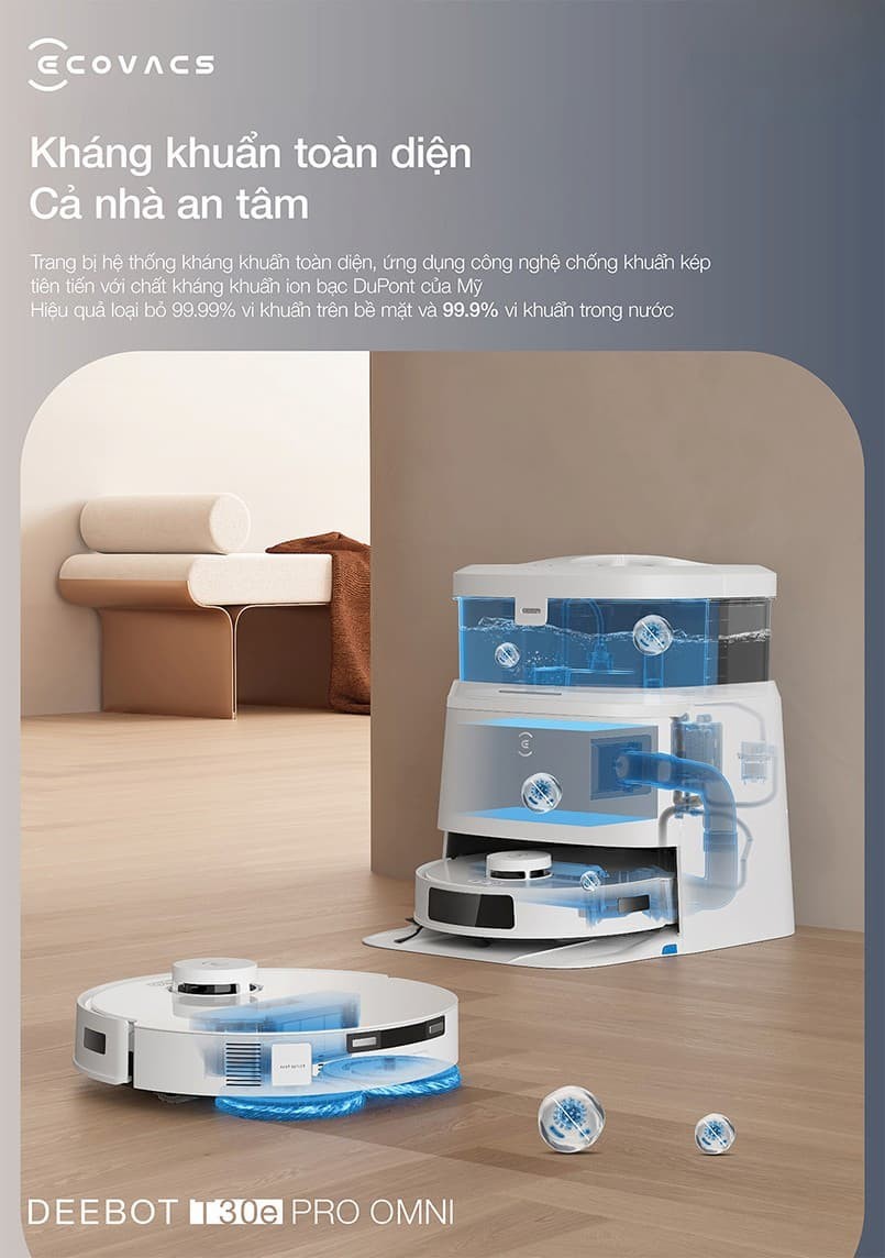 Trạm sạc OMNI đa năng Ecovacs Deebot T30e Pro Omni