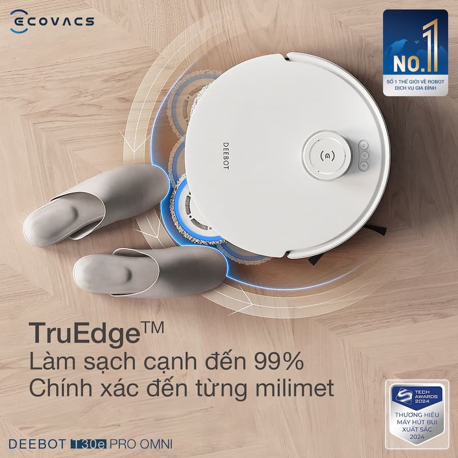 Hiệu suất làm sạch đột phá Robot hút bụi lau sàn Ecovacs Deebot T30e Pro Omni