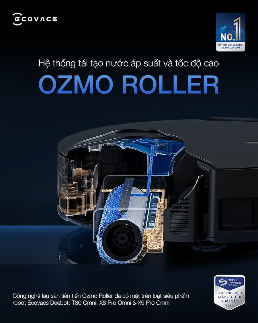 OZMO Roller - Chuẩn mực mới trong công nghệ làm sạch trên Robot hút bụi cao cấp!