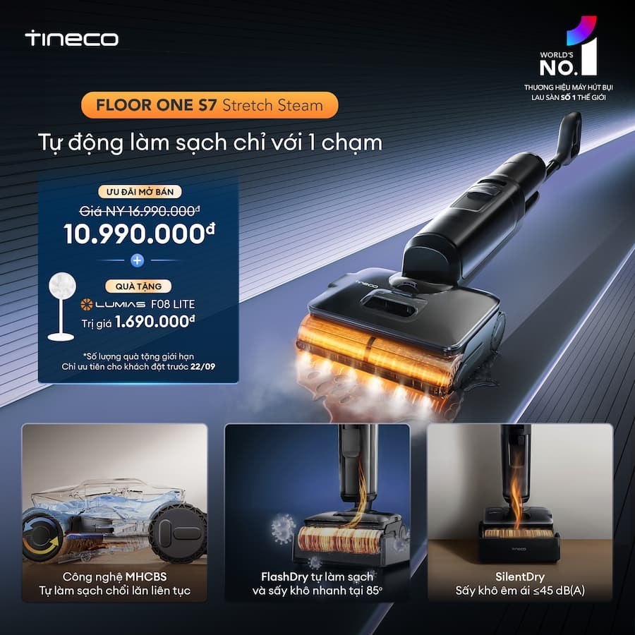 Máy hút bụi lau nhà Tineco FLOOR ONE S7 Stretch Steam