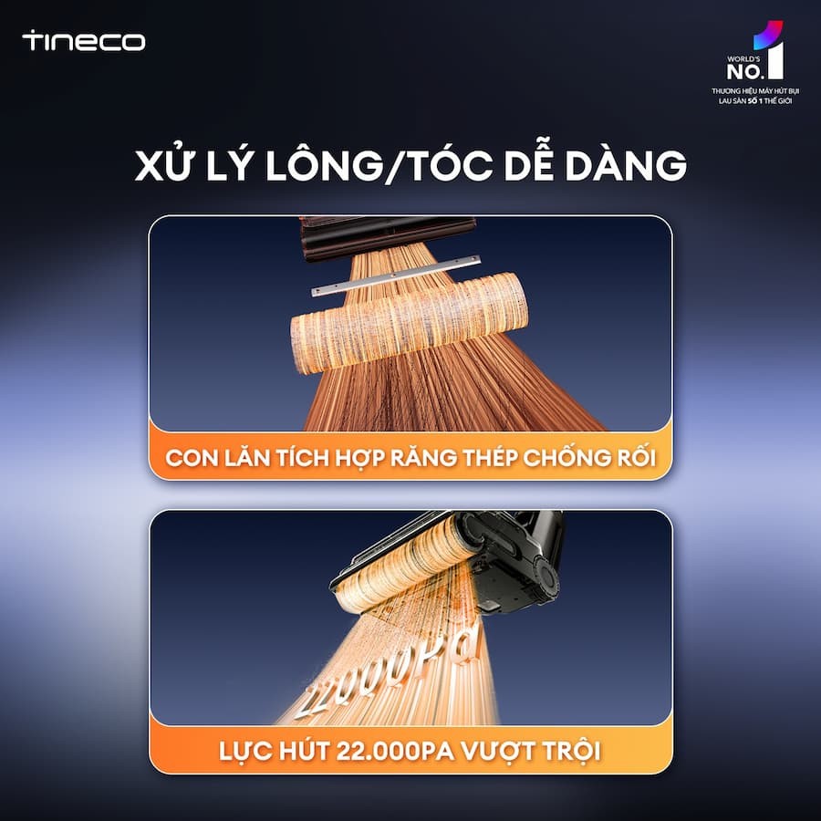 Tineco Floor One S7 Stretch Steam sở hữu tính năng lau sàn bằng hơi nước 140℃ vượt trội cùng lực hút mạnh mẽ 22.000Pa