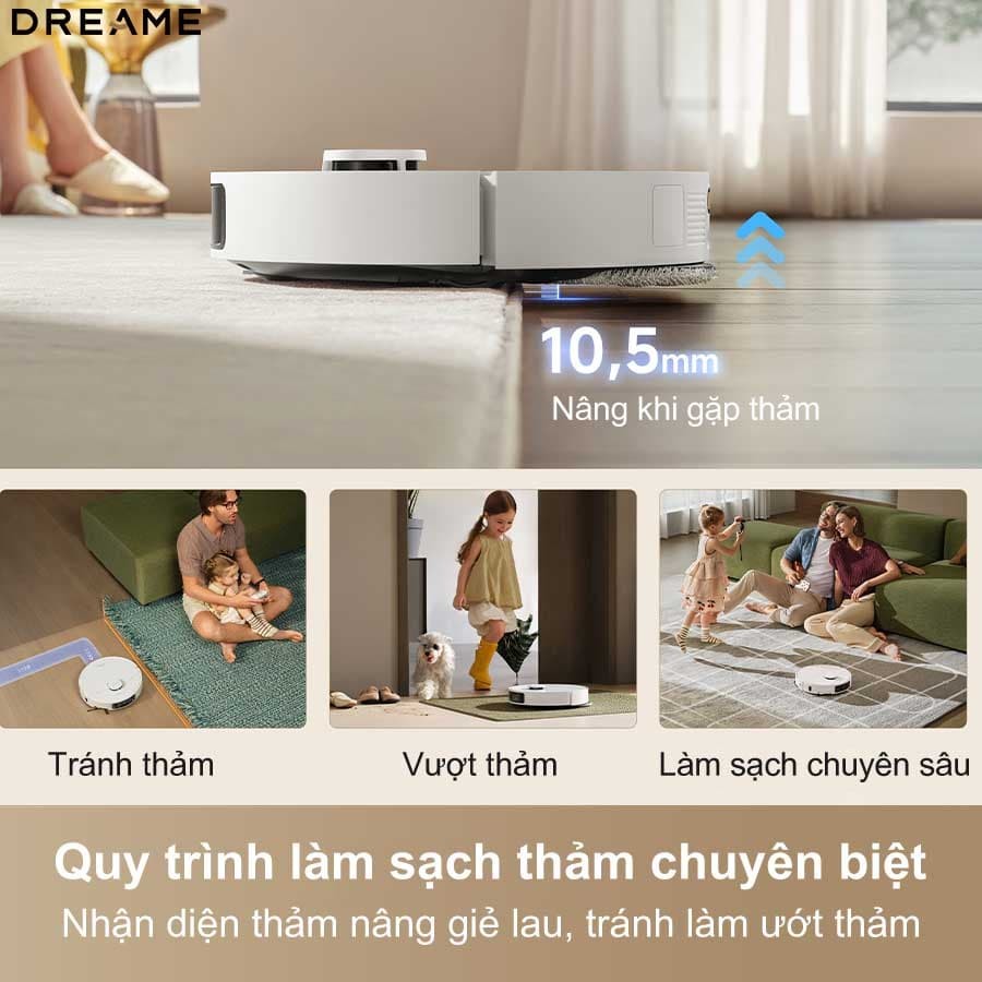 Robot hút bụi lau sàn Dreame L10s Ultra gen 3 Tính Năng Thông Minh và Bảo Vệ Thảm