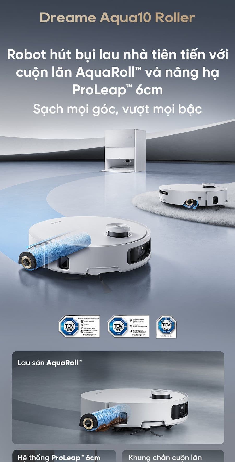 Robot hút bụi lau sàn Dreame Aqua10 Roller