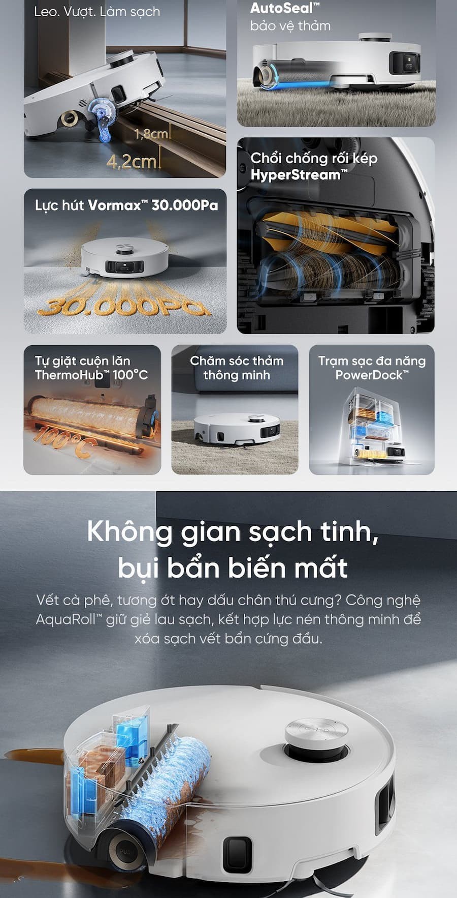 Robot hút bụi lau sàn Dreame Aqua10 Roller