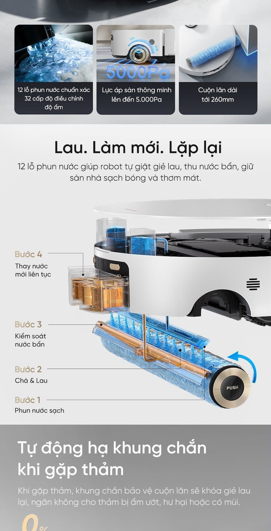Điểm nổi bật Robot hút bụi lau sàn chuyên dụng Dreame Aqua10 Roller