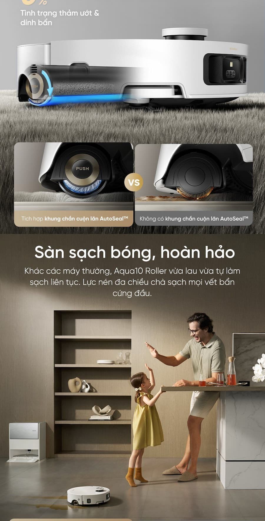 Điểm nổi bật Robot hút bụi lau sàn chuyên dụng Dreame Aqua10 Roller