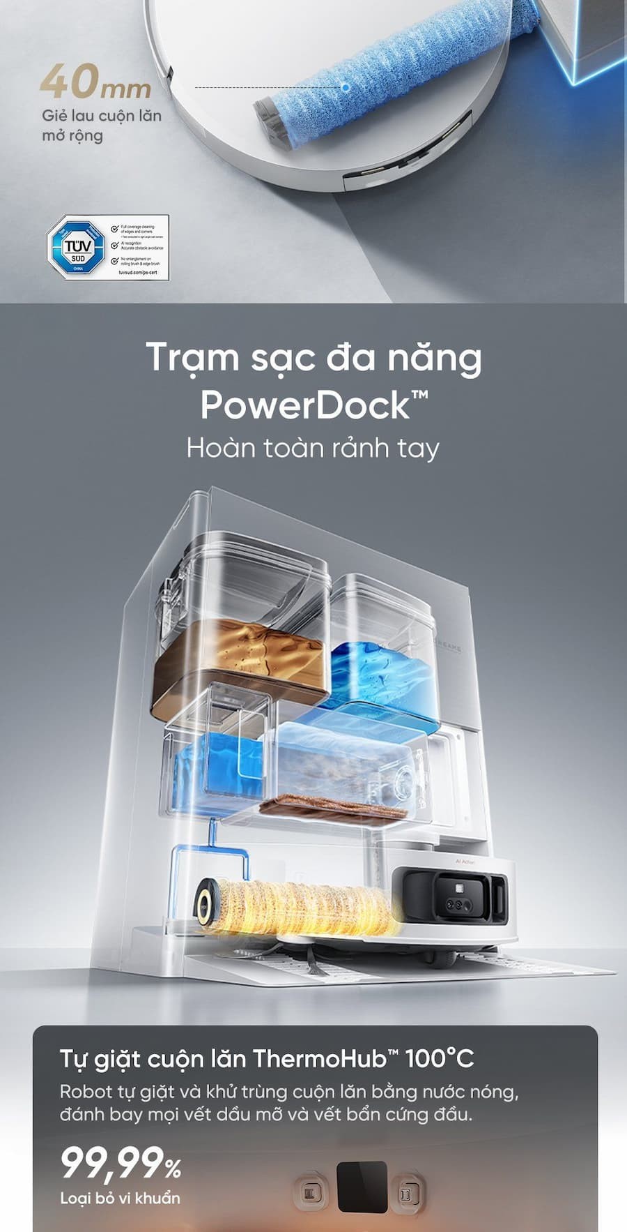 Điểm nổi bật Robot hút bụi lau sàn chuyên dụng Dreame Aqua10 Roller