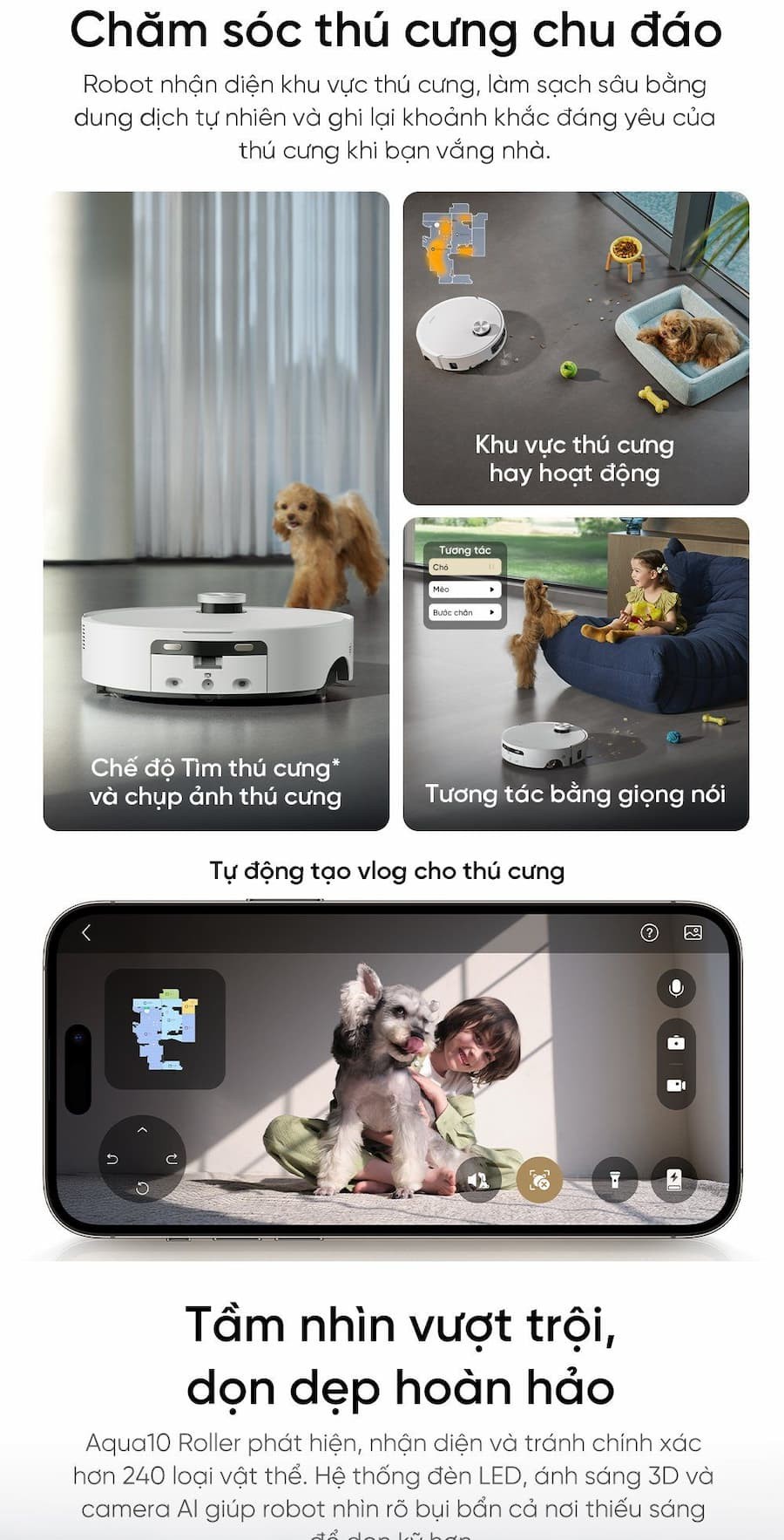 Điểm nổi bật Robot hút bụi lau sàn chuyên dụng Dreame Aqua10 Roller