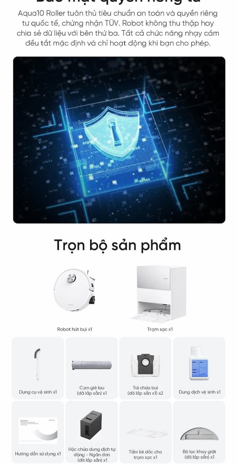 Điểm nổi bật Robot hút bụi lau sàn chuyên dụng Dreame Aqua10 Roller