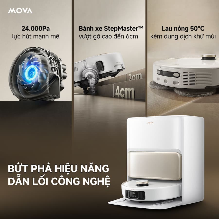 Robot hút bụi lau sàn chuyên dụng Mova V50 Ultra