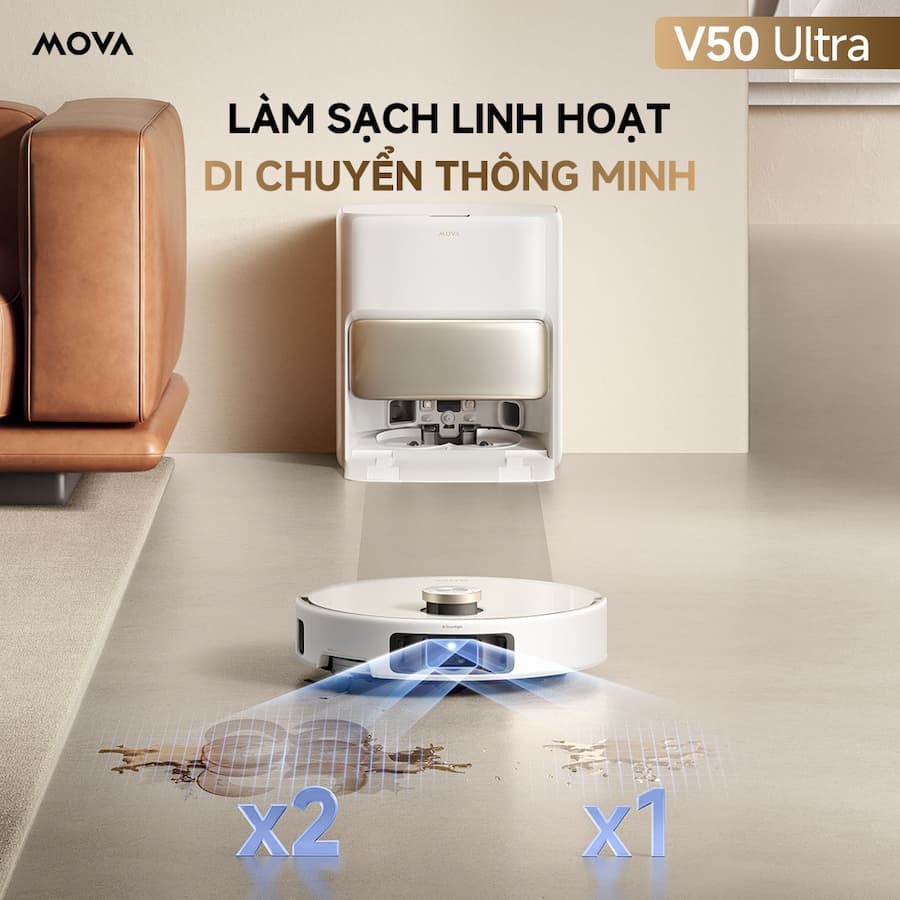 Trải nghiệm Tự động hóa Toàn diện Robot hút bụi lau sàn Mova V50 Ultra
