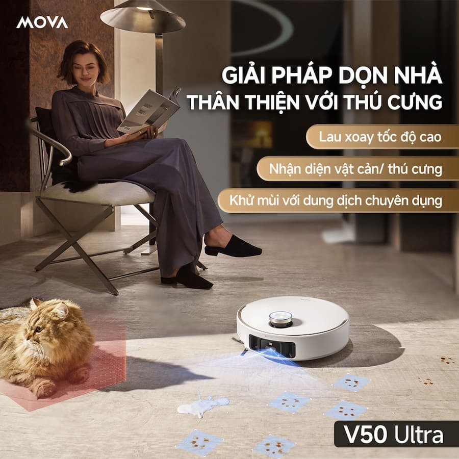 Trải nghiệm Tự động hóa Toàn diện Robot hút bụi lau sàn Mova V50 Ultra