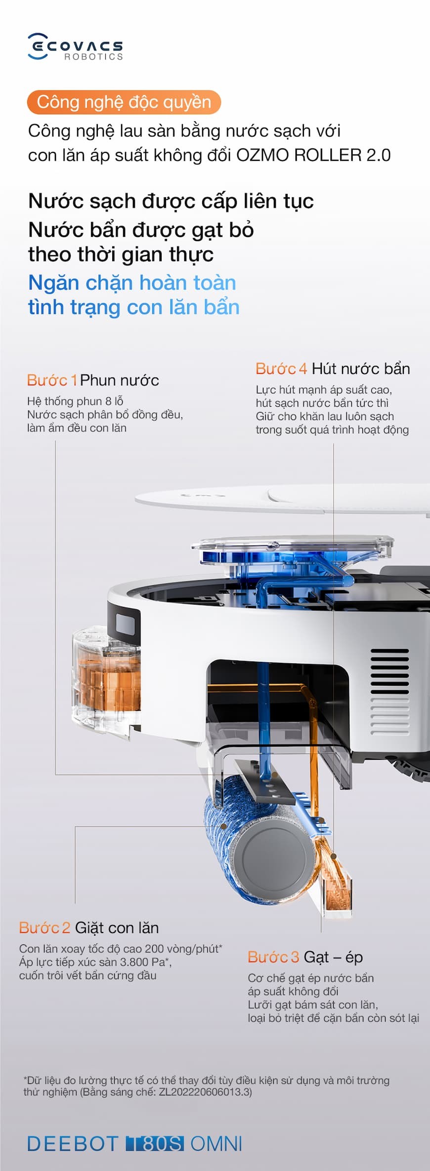 Robot hút bụi lau nhà Ecovacs Deebot T80S Omni