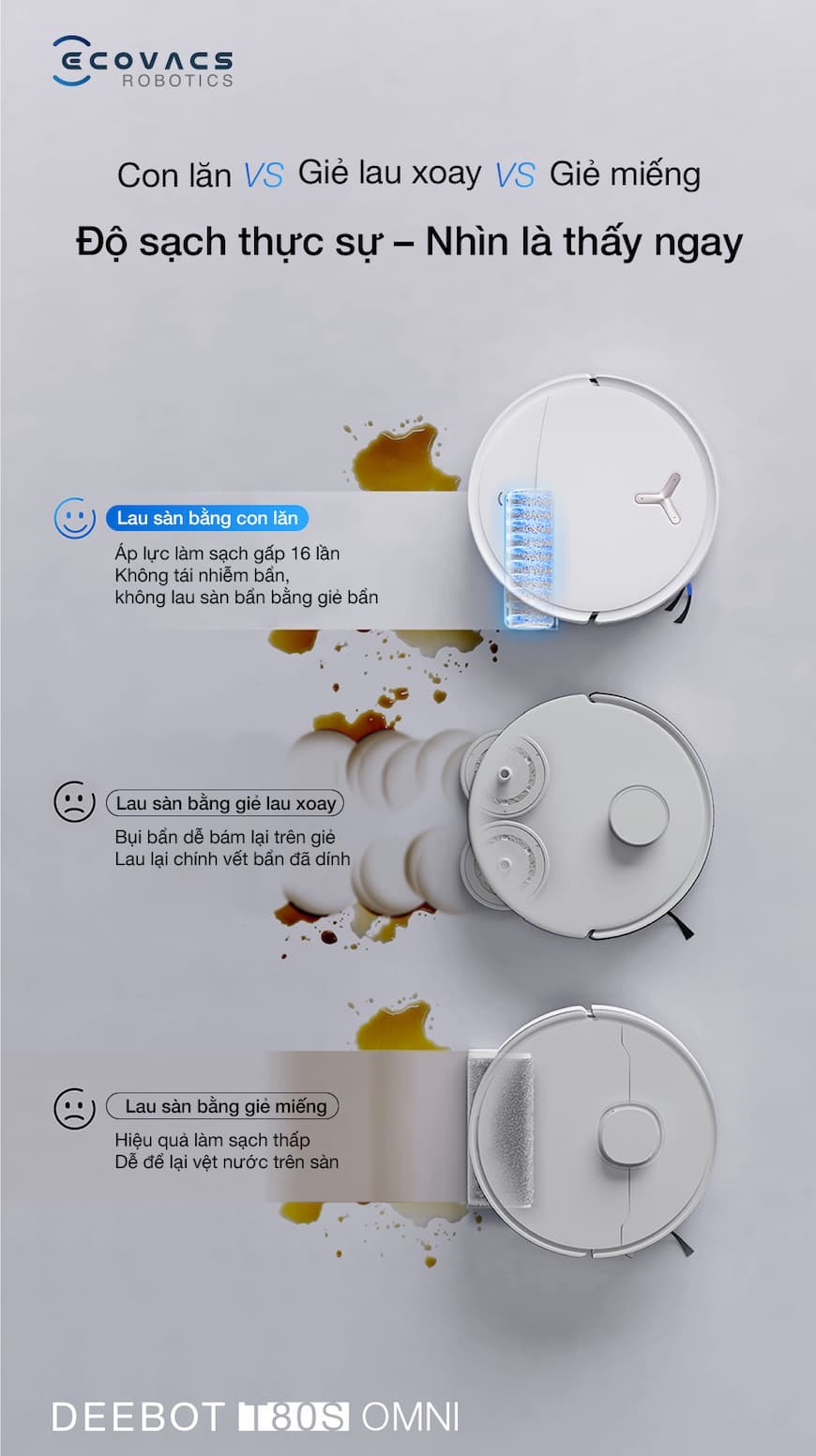 Robot hút bụi lau nhà Ecovacs Deebot T80S Omni