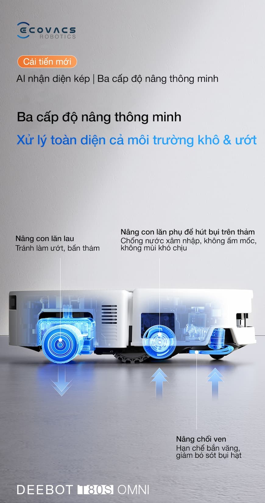 Sự khác biệt Robot hút bụi lau nhà Ecovacs Deebot T80S Omni