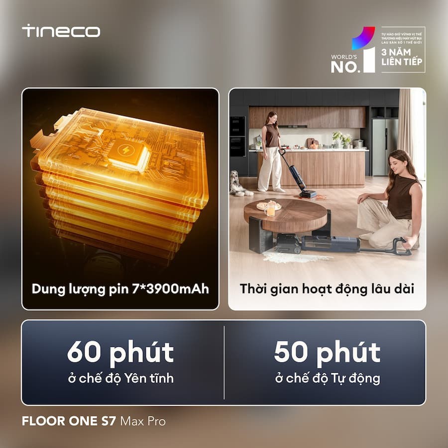 Máy hút bụi lau sàn khô ướt Tineco FLOOR ONE S7 Max Pro 8