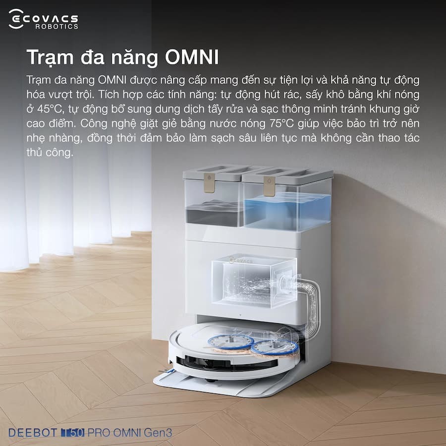 Trạm sạc OMNI All-in-One Toàn Năng Ecovacs DEEBOT T50 PRO OMNI Gen3