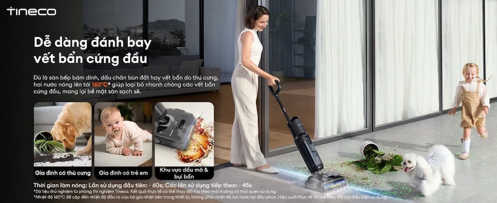 Tineco FLOOR ONE i7 Steam Công nghệ chống rối DualBlock và Pin túi nén