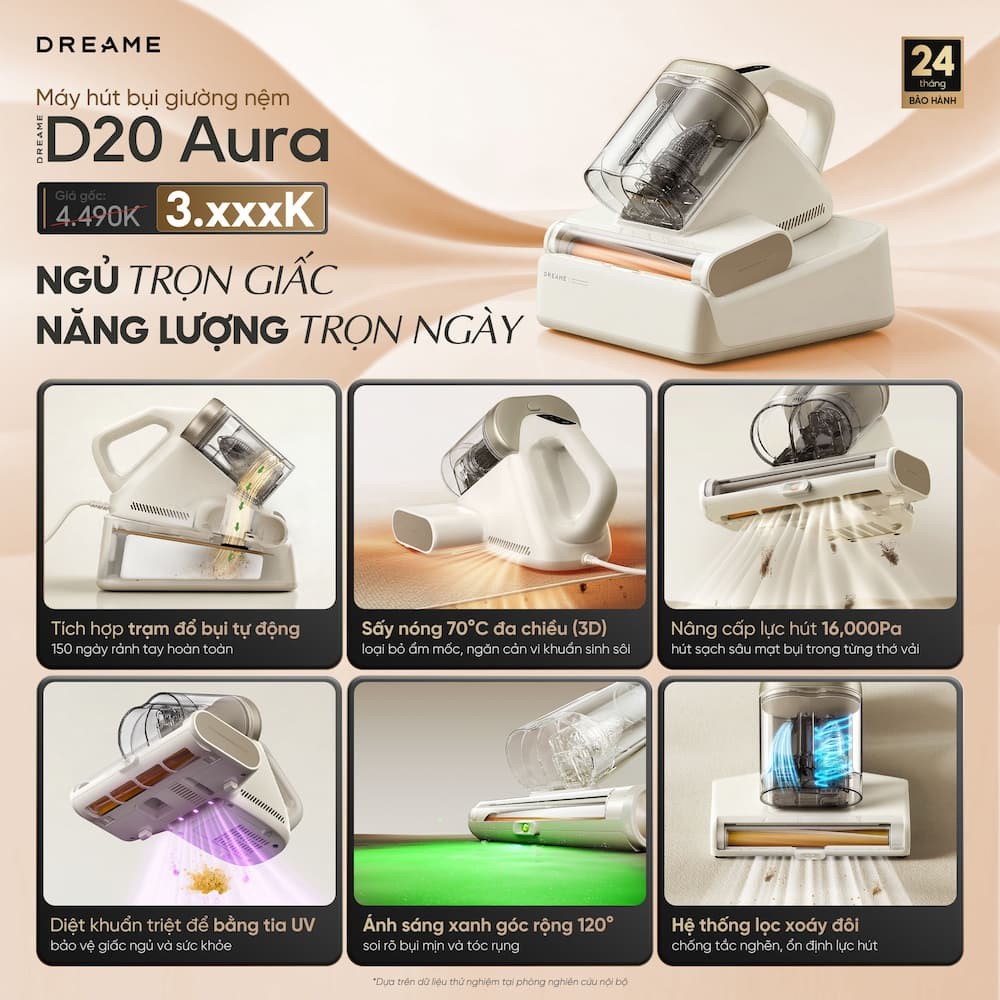 Máy hút bụi giường nệm Dreame D20 Aura 4