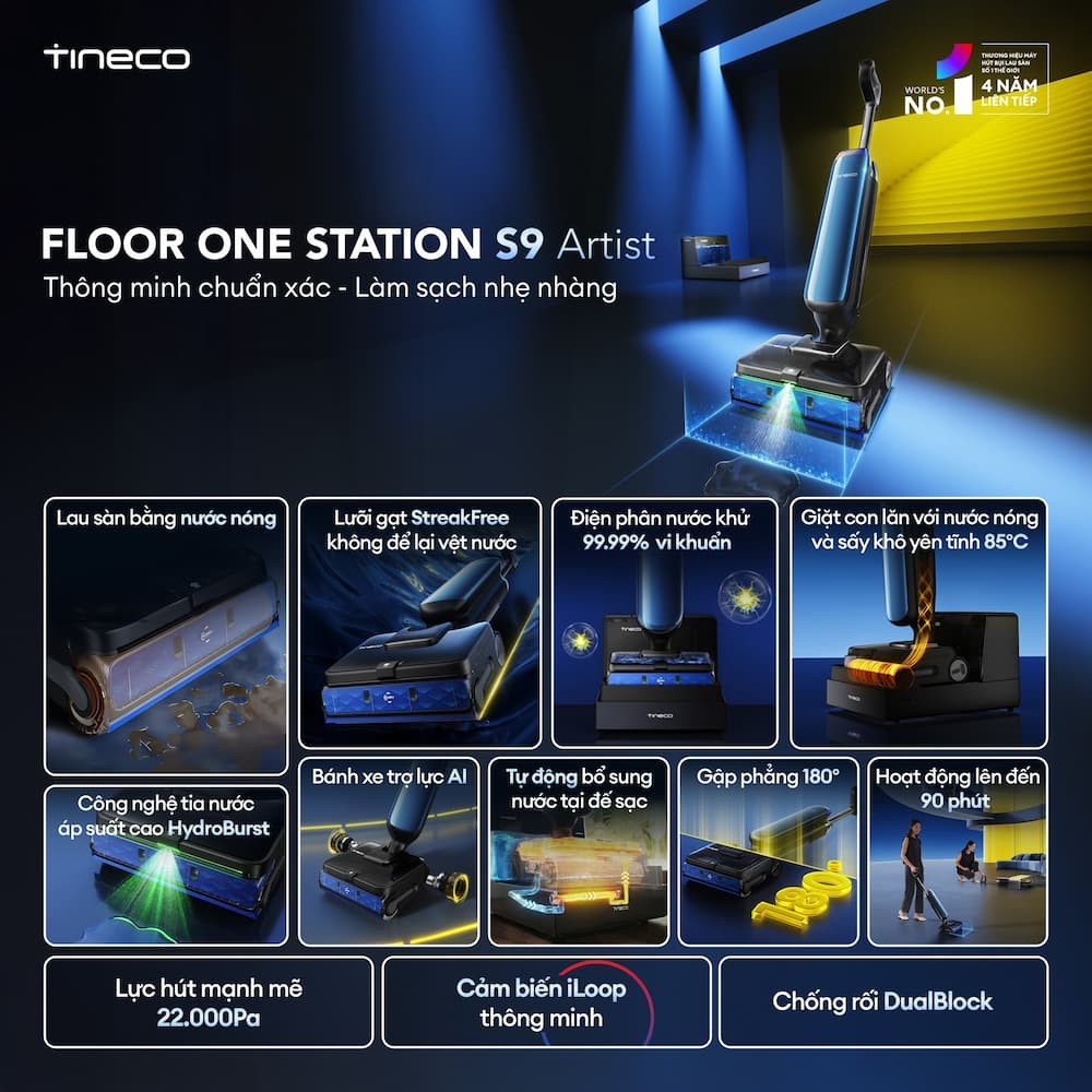 Tineco FLOOR ONE STATION S9 Artist - Lau sàn bằng nước nóng 2