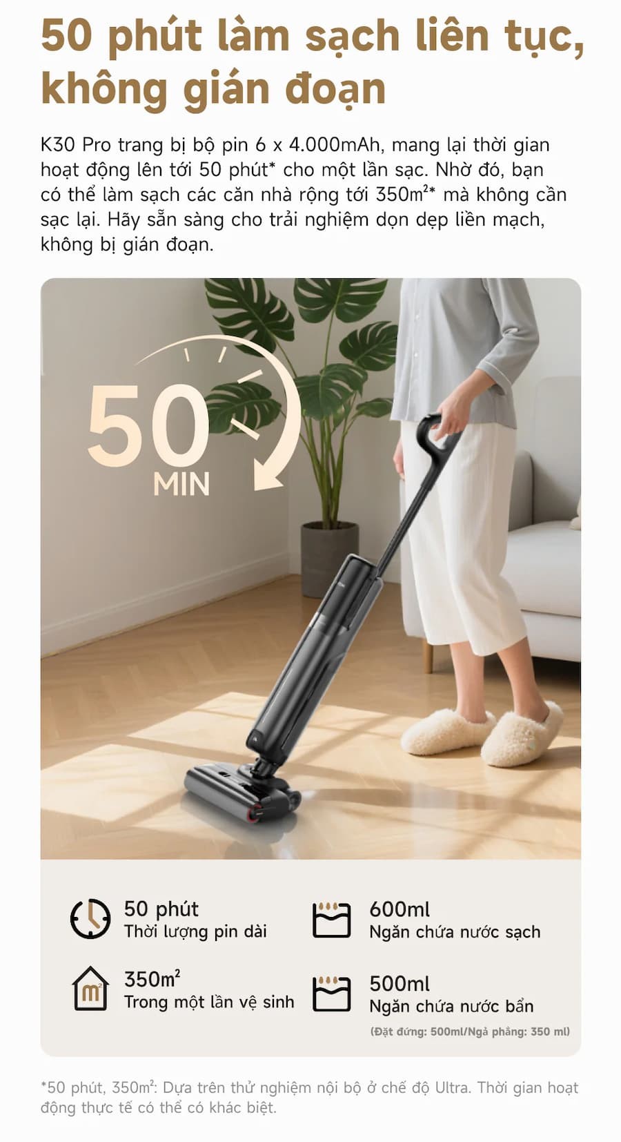 Tính năng nổi bật Máy hút bụi lau nhà khô và ướt Mova K30 Pro