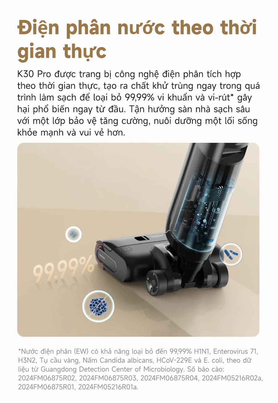 Tính năng nổi bật Máy hút bụi lau nhà khô và ướt Mova K30 Pro
