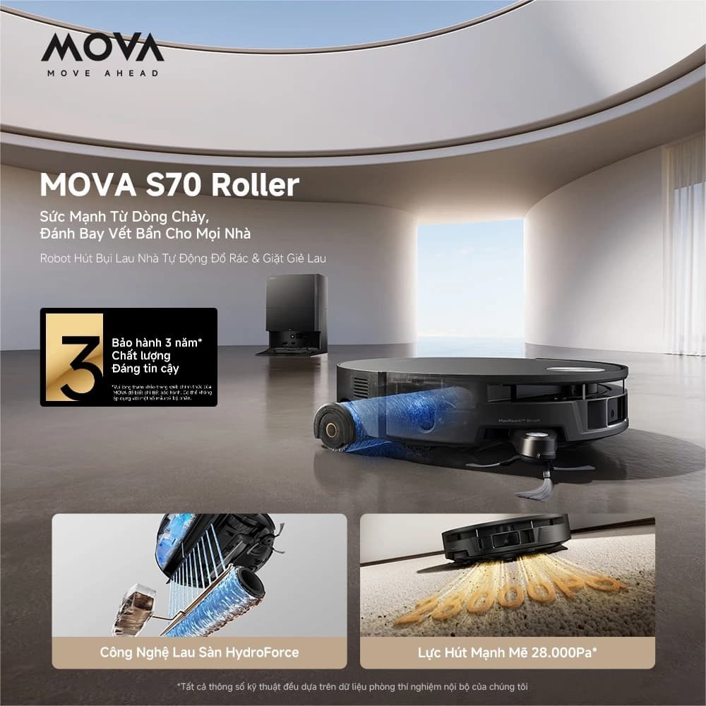 Robot hút bụi lau sàn MOVA S70 Roller 1