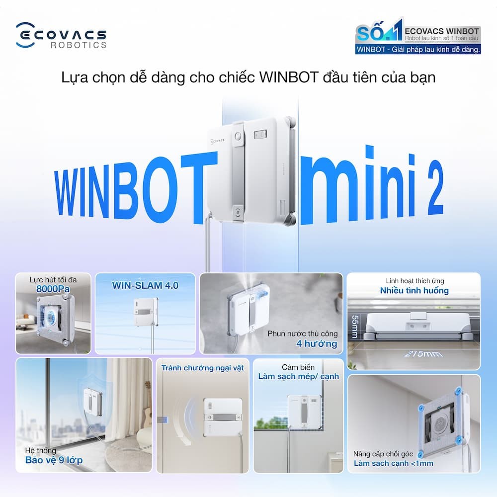 Robot lau kính Ecovacs Winbot Mini 2 4