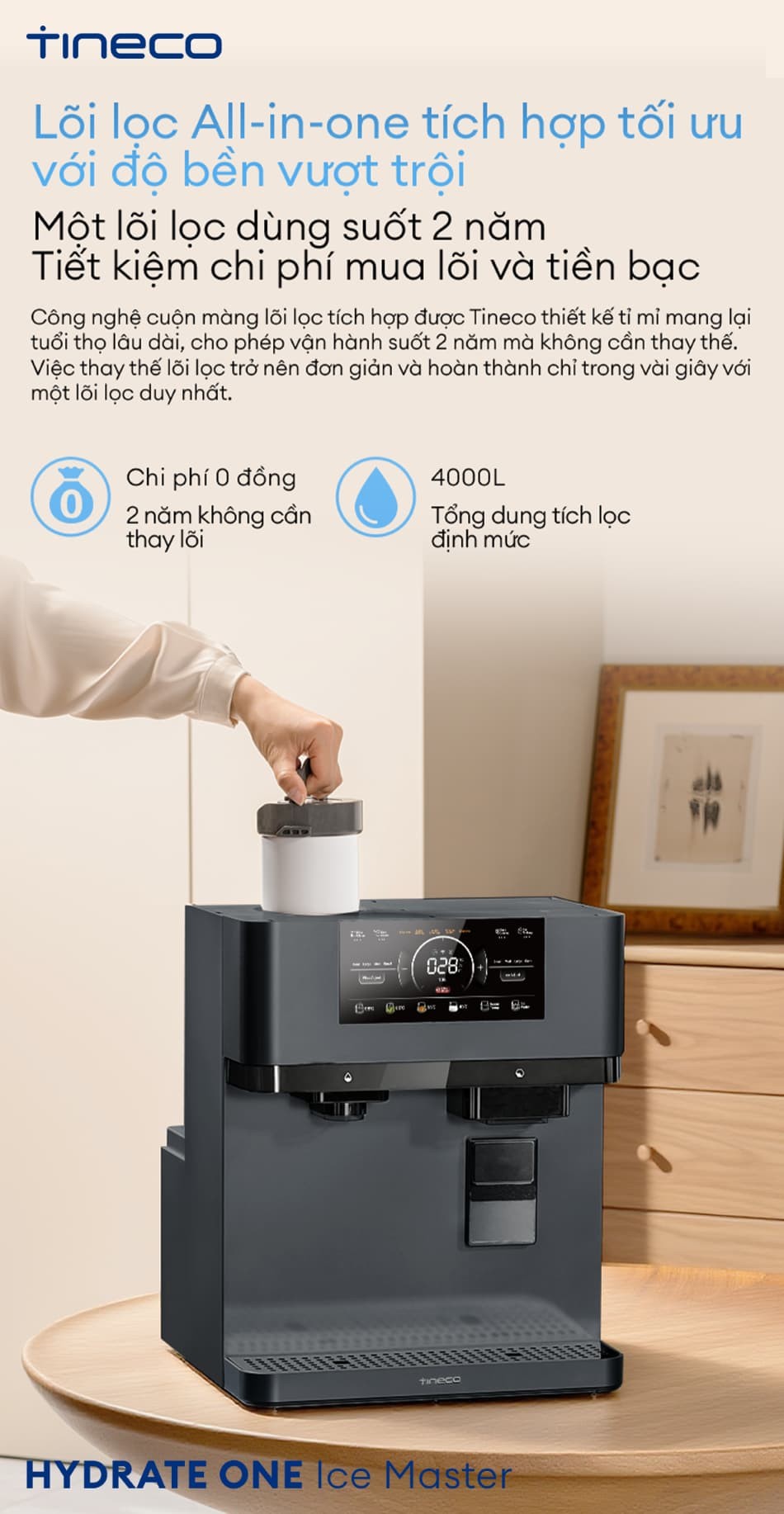 TINECO HYDRATE ONE ICE MASTER: THIẾT KẾ TINH TẾ - HÀI HÒA MỌI KHÔNG GIAN
