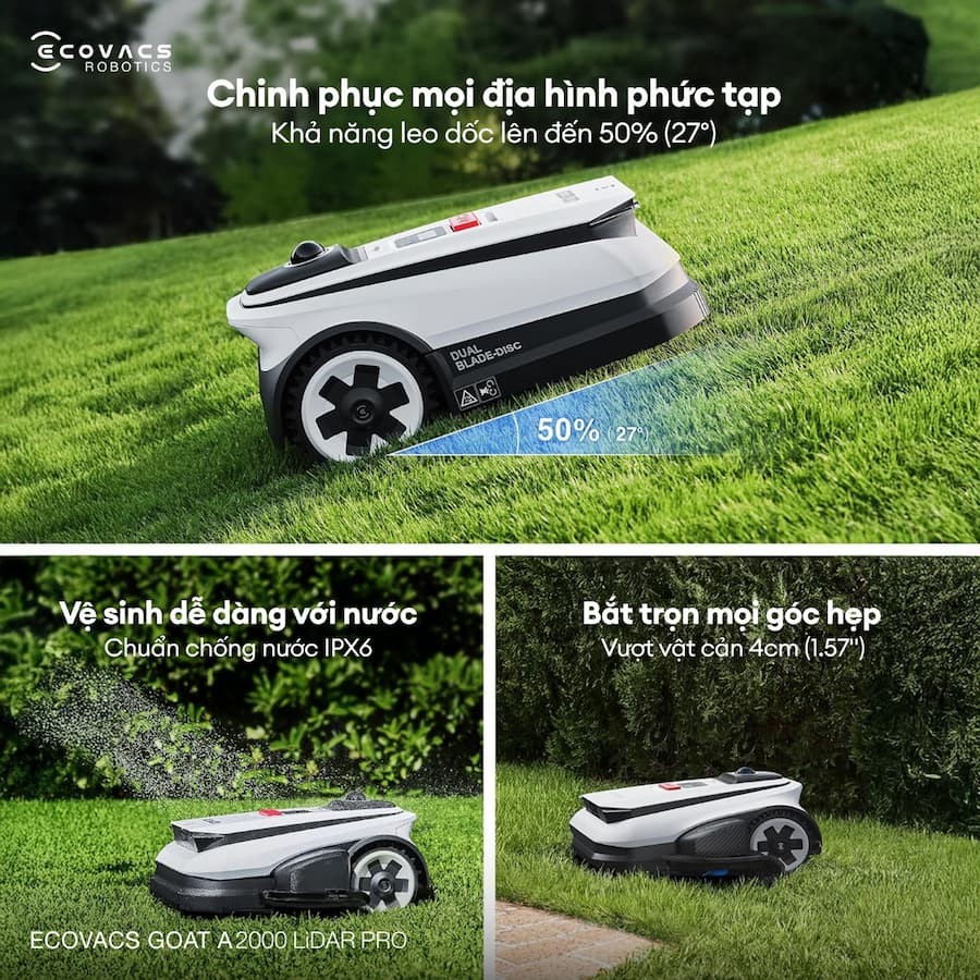 Robot cắt cỏ thông minh Ecovacs GOAT A2000 LiDAR PRO 6