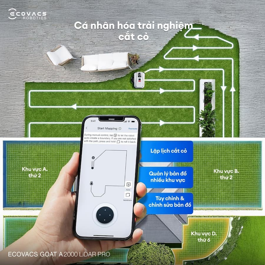 Robot cắt cỏ thông minh Ecovacs GOAT A2000 LiDAR PRO 9