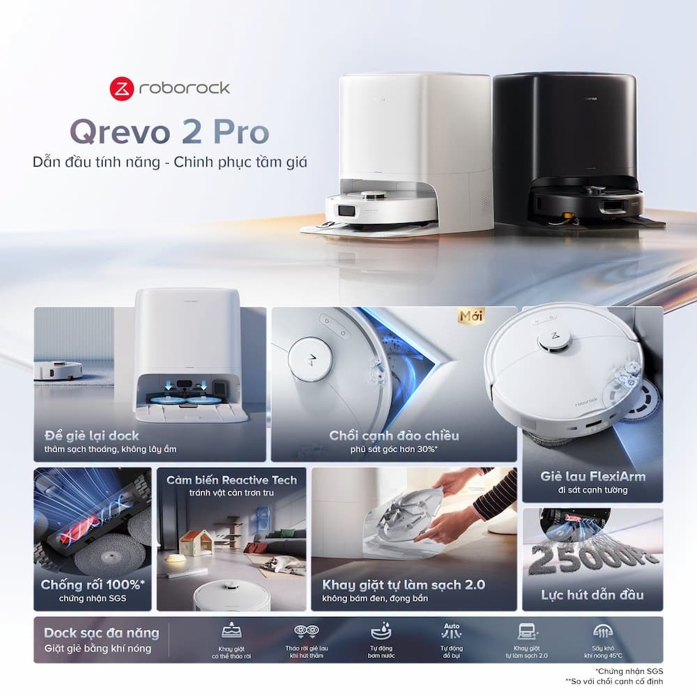 Robot hút bụi lau nhà Roborock Qrevo 2 Pro