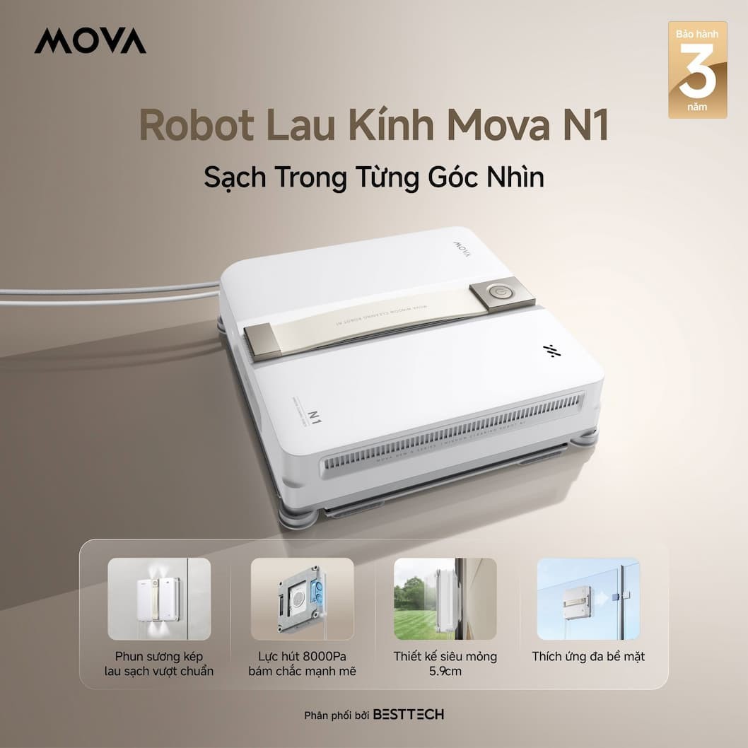 Robot Lau Kính Mova N1: Giải Pháp Làm Sạch Thông Minh, An Toàn Cho Ngôi Nhà Hiện Đại