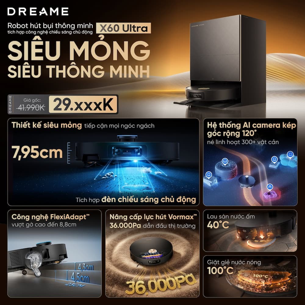 Robot hút bụi lau sàn Dreame X60 Ultra