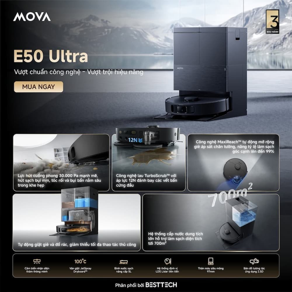 Robot hút bụi lau nhà MOVA E50 Ultra