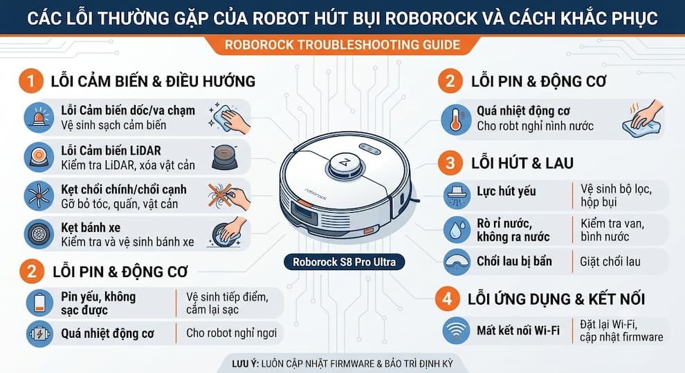 Hướng Dẫn Khắc Phục Các Lỗi Thường Gặp Trên Robot Hút Bụi Roborock