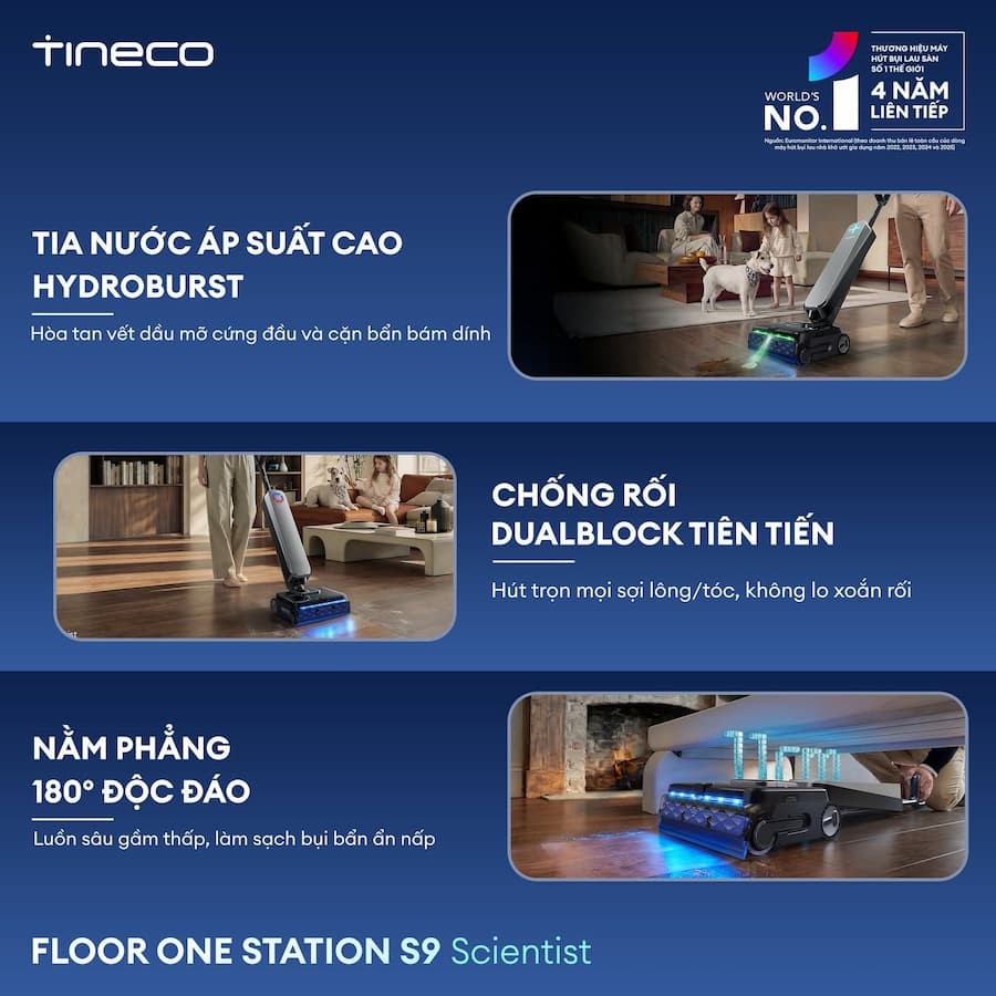 Review máy hút bụi lau nhà Tineco Station S9 Scientist