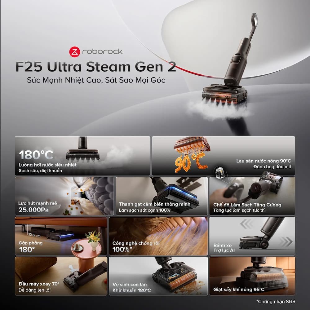 Những điểm nổi bật tạo nên sức hút của Roborock F25 Ultra Steam Gen 2
