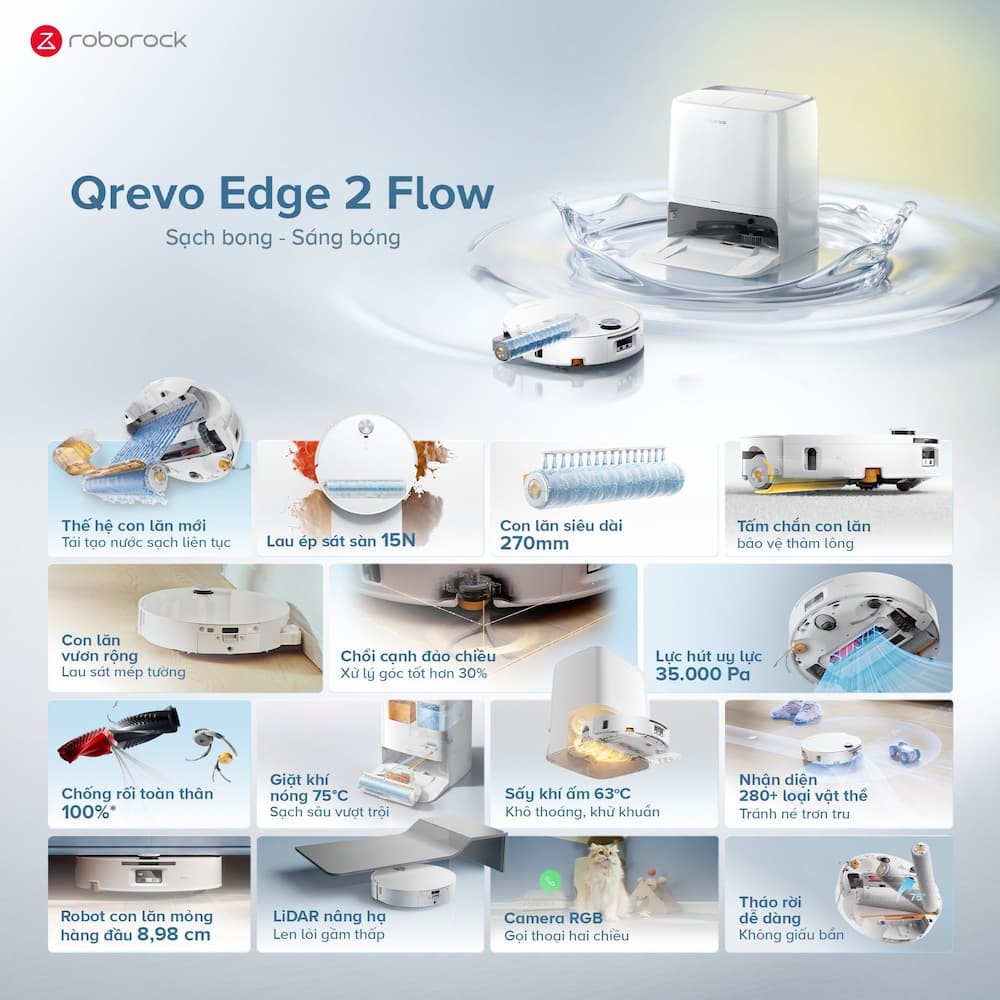 Robot hút bụi lau nhà Roborock Qrevo Edge 2 Flow 2