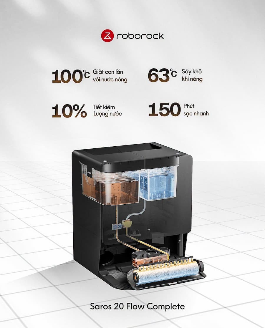 Trạm sạc đa năng toàn diện (Dock All-in-One) Roborock Saros 20 Flow Complete
